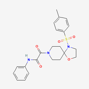 molecular formula C22H25N3O5S B3298085 2-oxo-N-phenyl-2-(4-tosyl-1-oxa-4,8-diazaspiro[4.5]decan-8-yl)acetamide CAS No. 896376-06-0