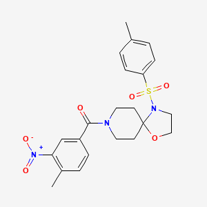 molecular formula C22H25N3O6S B3298138 (4-Methyl-3-nitrophenyl)(4-tosyl-1-oxa-4,8-diazaspiro[4.5]decan-8-yl)methanone CAS No. 896379-36-5