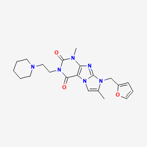 molecular formula C21H26N6O3 B3298191 6-(Furan-2-ylmethyl)-4,7-dimethyl-2-(2-piperidin-1-ylethyl)purino[7,8-a]imidazole-1,3-dione CAS No. 896594-63-1