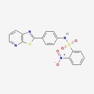 molecular formula C18H12N4O4S2 B3298200 2-nitro-N-(4-(thiazolo[5,4-b]pyridin-2-yl)phenyl)benzenesulfonamide CAS No. 896678-91-4