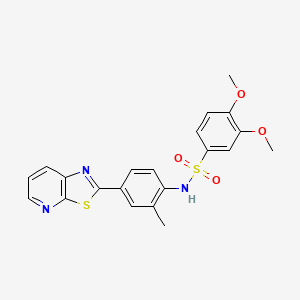 molecular formula C21H19N3O4S2 B3298206 3,4-dimethoxy-N-(2-methyl-4-(thiazolo[5,4-b]pyridin-2-yl)phenyl)benzenesulfonamide CAS No. 896679-22-4