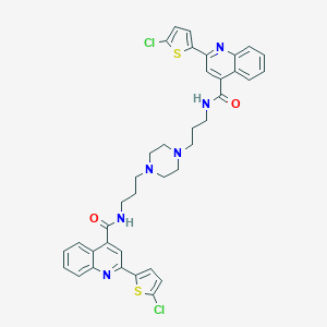 molecular formula C38H36Cl2N6O2S2 B329829 N,N'-(piperazine-1,4-diyldipropane-3,1-diyl)bis[2-(5-chlorothiophen-2-yl)quinoline-4-carboxamide] 