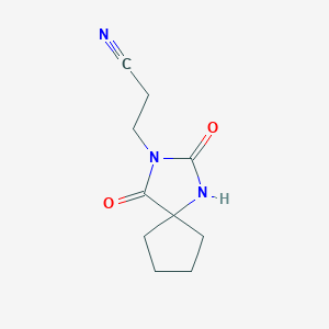 molecular formula C10H13N3O2 B3298296 3-{2,4-二氧代-1,3-二氮杂螺[4.4]壬-3-基}丙腈 CAS No. 897282-01-8