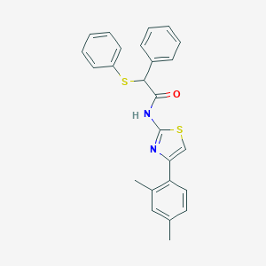 molecular formula C25H22N2OS2 B329830 N-[4-(2,4-dimethylphenyl)-1,3-thiazol-2-yl]-2-phenyl-2-(phenylsulfanyl)acetamide 