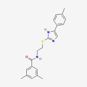 molecular formula C21H23N3OS B3298334 3,5-dimethyl-N-(2-((5-(p-tolyl)-1H-imidazol-2-yl)thio)ethyl)benzamide CAS No. 897454-61-4