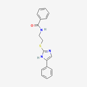 molecular formula C18H17N3OS B3298336 N-(2-((5-phenyl-1H-imidazol-2-yl)thio)ethyl)benzamide CAS No. 897455-80-0
