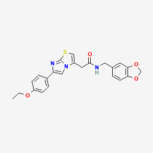molecular formula C23H21N3O4S B3298352 N-(benzo[d][1,3]dioxol-5-ylmethyl)-2-(6-(4-ethoxyphenyl)imidazo[2,1-b]thiazol-3-yl)acetamide CAS No. 897461-46-0