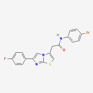 molecular formula C19H13BrFN3OS B3298395 N-(4-bromophenyl)-2-[6-(4-fluorophenyl)imidazo[2,1-b][1,3]thiazol-3-yl]acetamide CAS No. 897464-73-2