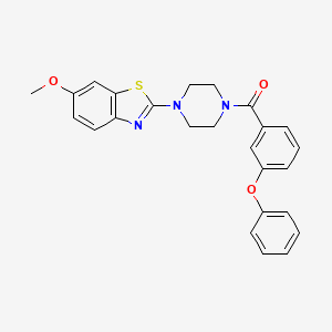 molecular formula C25H23N3O3S B3298427 6-Methoxy-2-[4-(3-phenoxybenzoyl)piperazin-1-yl]-1,3-benzothiazole CAS No. 897469-70-4