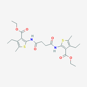 molecular formula C24H32N2O6S2 B329846 Ethyl 2-[(4-{[3-(ethoxycarbonyl)-4-ethyl-5-methyl-2-thienyl]amino}-4-oxobutanoyl)amino]-4-ethyl-5-methyl-3-thiophenecarboxylate 