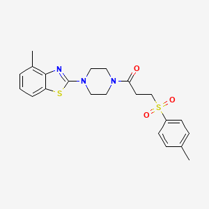 molecular formula C22H25N3O3S2 B3298460 1-(4-(4-Methylbenzo[d]thiazol-2-yl)piperazin-1-yl)-3-tosylpropan-1-one CAS No. 897475-84-2