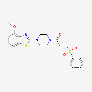 molecular formula C21H23N3O4S2 B3298486 4-Methoxy-2-{4-[3-(phenylsulfonyl)propanoyl]piperazin-1-yl}-1,3-benzothiazole CAS No. 897477-88-2