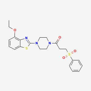 molecular formula C22H25N3O4S2 B3298508 4-Ethoxy-2-{4-[3-(phenylsulfonyl)propanoyl]piperazin-1-yl}-1,3-benzothiazole CAS No. 897478-98-7