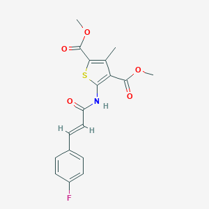 molecular formula C18H16FNO5S B329851 Dimethyl 5-{[3-(4-fluorophenyl)acryloyl]amino}-3-methyl-2,4-thiophenedicarboxylate 