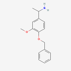 molecular formula C16H19NO2 B3298554 1-[4-(苄氧基)-3-甲氧基苯基]乙胺 CAS No. 897552-34-0