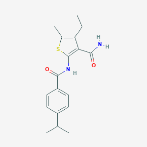 molecular formula C18H22N2O2S B329859 4-Ethyl-2-[(4-isopropylbenzoyl)amino]-5-methyl-3-thiophenecarboxamide 