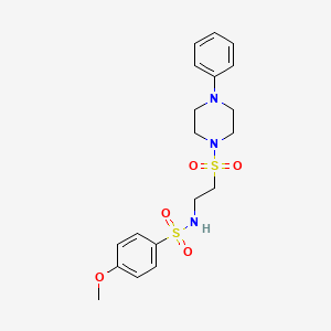 molecular formula C19H25N3O5S2 B3298605 4-methoxy-N-(2-((4-phenylpiperazin-1-yl)sulfonyl)ethyl)benzenesulfonamide CAS No. 897622-26-3
