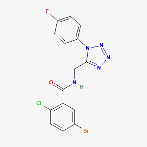 molecular formula C15H10BrClFN5O B3298615 5-bromo-2-chloro-N-((1-(4-fluorophenyl)-1H-tetrazol-5-yl)methyl)benzamide CAS No. 897623-48-2