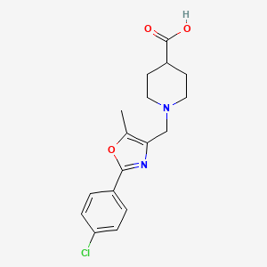 molecular formula C17H19ClN2O3 B3298646 1-((2-(4-Chlorophenyl)-5-methyloxazol-4-yl)methyl)piperidine-4-carboxylic acid CAS No. 897765-44-5