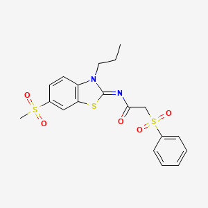molecular formula C19H20N2O5S3 B3298718 (Z)-N-(6-(methylsulfonyl)-3-propylbenzo[d]thiazol-2(3H)-ylidene)-2-(phenylsulfonyl)acetamide CAS No. 898352-83-5