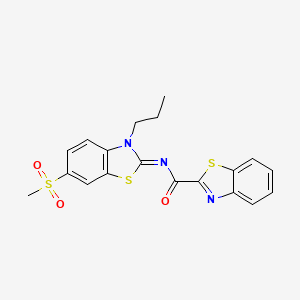 molecular formula C19H17N3O3S3 B3298723 (Z)-N-(6-(methylsulfonyl)-3-propylbenzo[d]thiazol-2(3H)-ylidene)benzo[d]thiazole-2-carboxamide CAS No. 898367-93-6