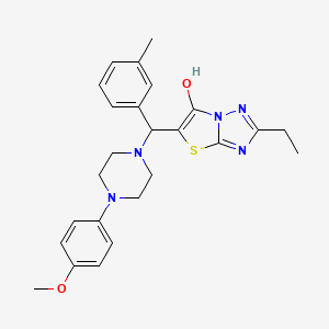molecular formula C25H29N5O2S B3298724 2-Ethyl-5-((4-(4-methoxyphenyl)piperazin-1-yl)(m-tolyl)methyl)thiazolo[3,2-b][1,2,4]triazol-6-ol CAS No. 898368-32-6
