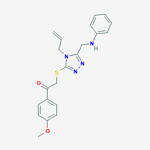 molecular formula C21H22N4O2S B329873 2-{[4-allyl-5-(anilinomethyl)-4H-1,2,4-triazol-3-yl]sulfanyl}-1-(4-methoxyphenyl)ethanone 