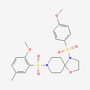 molecular formula C22H28N2O7S2 B3298771 8-((2-Methoxy-5-methylphenyl)sulfonyl)-4-((4-methoxyphenyl)sulfonyl)-1-oxa-4,8-diazaspiro[4.5]decane CAS No. 898408-28-1