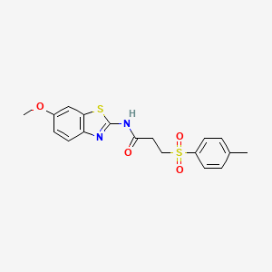 N-(6-methoxy-1,3-benzothiazol-2-yl)-3-(4-methylphenyl)sulfonylpropanamide