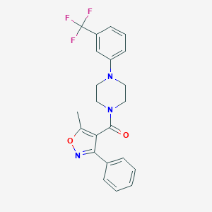 molecular formula C22H20F3N3O2 B329881 1-[(5-Methyl-3-phenyl-4-isoxazolyl)carbonyl]-4-[3-(trifluoromethyl)phenyl]piperazine 