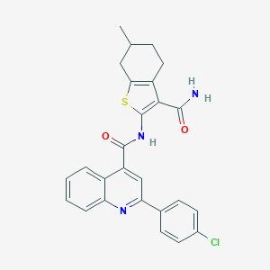 N-(3-carbamoyl-6-methyl-4,5,6,7-tetrahydro-1-benzothiophen-2-yl)-2-(4-chlorophenyl)quinoline-4-carboxamide