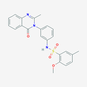 molecular formula C23H21N3O4S B3298846 2-methoxy-5-methyl-N-(3-(2-methyl-4-oxoquinazolin-3(4H)-yl)phenyl)benzenesulfonamide CAS No. 898420-77-4