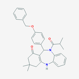 6-(4-Benzyloxyphenyl)-9,9-dimethyl-5-(2-methylpropanoyl)-6,8,10,11-tetrahydrobenzo[b][1,4]benzodiazepin-7-one