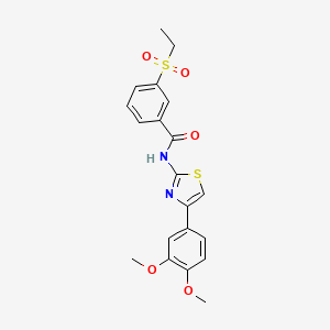 molecular formula C20H20N2O5S2 B3298909 N-(4-(3,4-dimethoxyphenyl)thiazol-2-yl)-3-(ethylsulfonyl)benzamide CAS No. 898434-19-0