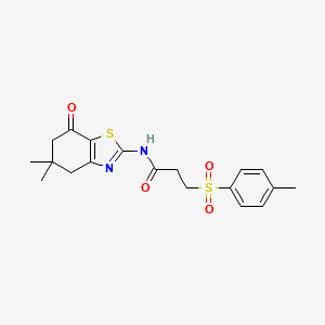 molecular formula C19H22N2O4S2 B3298911 N-(5,5-dimethyl-7-oxo-4,6-dihydro-1,3-benzothiazol-2-yl)-3-(4-methylphenyl)sulfonylpropanamide CAS No. 898436-79-8