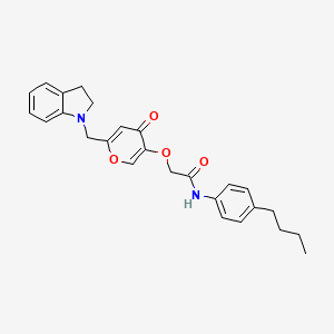 N-(4-butylphenyl)-2-((6-(indolin-1-ylmethyl)-4-oxo-4H-pyran-3-yl)oxy)acetamide