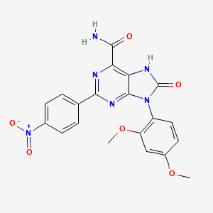 molecular formula C20H16N6O6 B3298934 9-(2,4-dimethoxyphenyl)-2-(4-nitrophenyl)-8-oxo-8,9-dihydro-7H-purine-6-carboxamide CAS No. 898442-95-0
