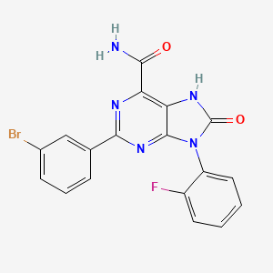 molecular formula C18H11BrFN5O2 B3298938 2-(3-bromophenyl)-9-(2-fluorophenyl)-8-oxo-8,9-dihydro-7H-purine-6-carboxamide CAS No. 898446-11-2