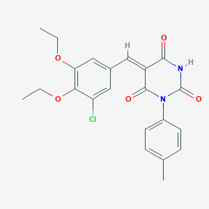 molecular formula C22H21ClN2O5 B329894 5-(3-chloro-4,5-diethoxybenzylidene)-1-(4-methylphenyl)-2,4,6(1H,3H,5H)-pyrimidinetrione 