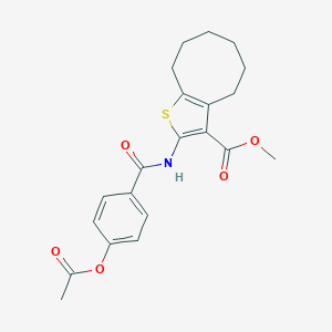 molecular formula C21H23NO5S B329903 Methyl 2-{[4-(acetyloxy)benzoyl]amino}-4,5,6,7,8,9-hexahydrocycloocta[b]thiophene-3-carboxylate 