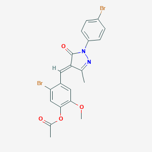 molecular formula C20H16Br2N2O4 B329904 5-bromo-4-{[1-(4-bromophenyl)-3-methyl-5-oxo-1,5-dihydro-4H-pyrazol-4-ylidene]methyl}-2-methoxyphenyl acetate 