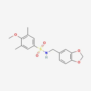 N-[(2H-1,3-benzodioxol-5-yl)methyl]-4-methoxy-3,5-dimethylbenzene-1-sulfonamide