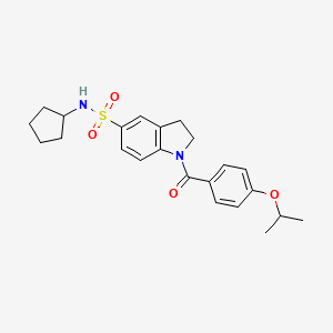 molecular formula C23H28N2O4S B3299061 5-[(Cyclopentylamino)sulfonyl]indolinyl 4-(methylethoxy)phenyl ketone CAS No. 898657-94-8