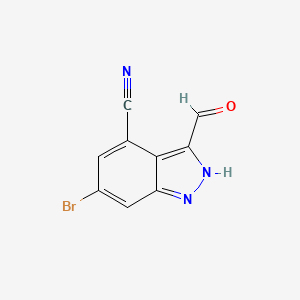 molecular formula C9H4BrN3O B3299070 6-bromo-3-formyl-2H-indazole-4-carbonitrile CAS No. 898747-51-8