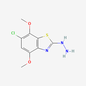 molecular formula C9H10ClN3O2S B3299112 (6-Chloro-4,7-dimethoxy-1,3-benzothiazol-2-yl)hydrazine CAS No. 898748-55-5