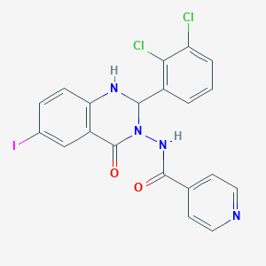 molecular formula C20H13Cl2IN4O2 B329912 N-(2-(2,3-dichlorophenyl)-6-iodo-4-oxo-1,4-dihydro-3(2H)-quinazolinyl)isonicotinamide 