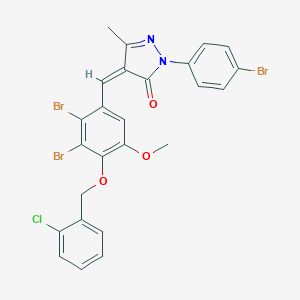 molecular formula C25H18Br3ClN2O3 B329916 2-(4-bromophenyl)-4-{2,3-dibromo-4-[(2-chlorobenzyl)oxy]-5-methoxybenzylidene}-5-methyl-2,4-dihydro-3H-pyrazol-3-one 