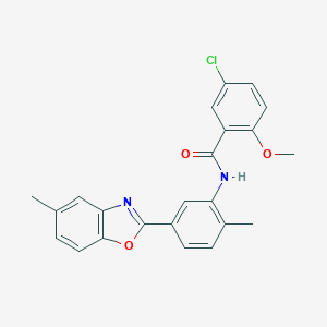 5-chloro-2-methoxy-N-[2-methyl-5-(5-methyl-1,3-benzoxazol-2-yl)phenyl]benzamide