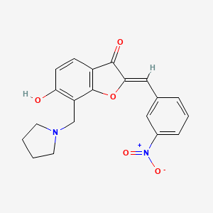 molecular formula C20H18N2O5 B3299183 (Z)-6-hydroxy-2-(3-nitrobenzylidene)-7-(pyrrolidin-1-ylmethyl)benzofuran-3(2H)-one CAS No. 899391-56-1
