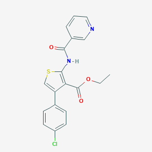 molecular formula C19H15ClN2O3S B329919 Ethyl 4-(4-chlorophenyl)-2-[(3-pyridylcarbonyl)amino]-3-thiophenecarboxylate 
